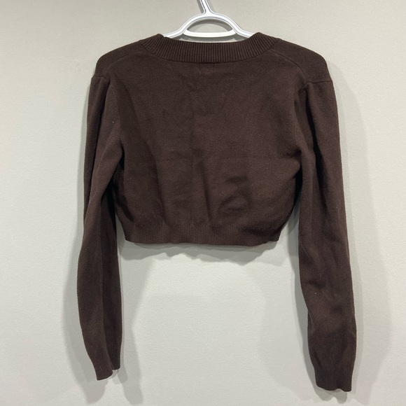 Cropped chocolate cardigan sweater - Picture 6 of 7